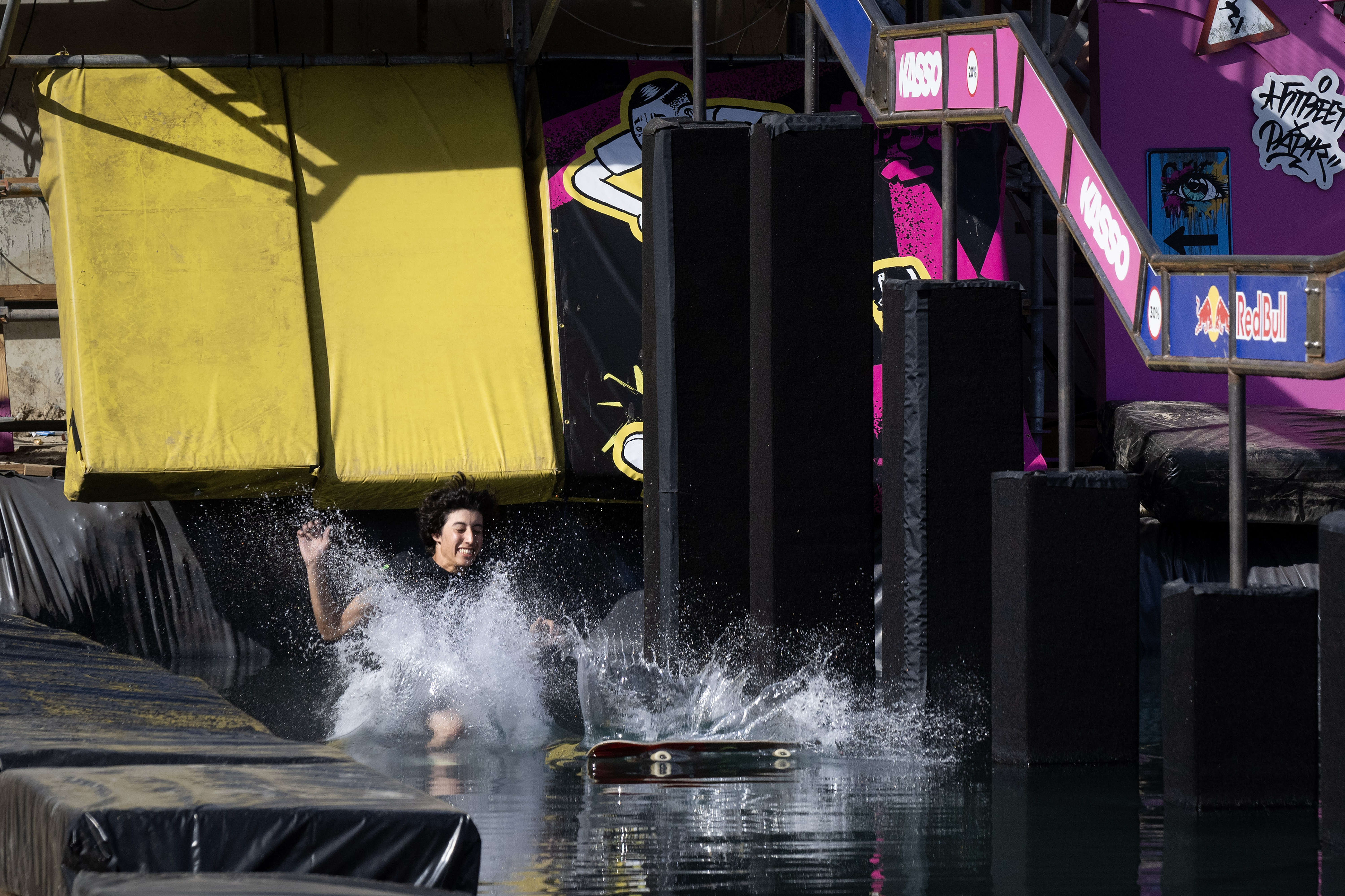 Raphae Ueda bails off of the railcoaster during the KASSO...