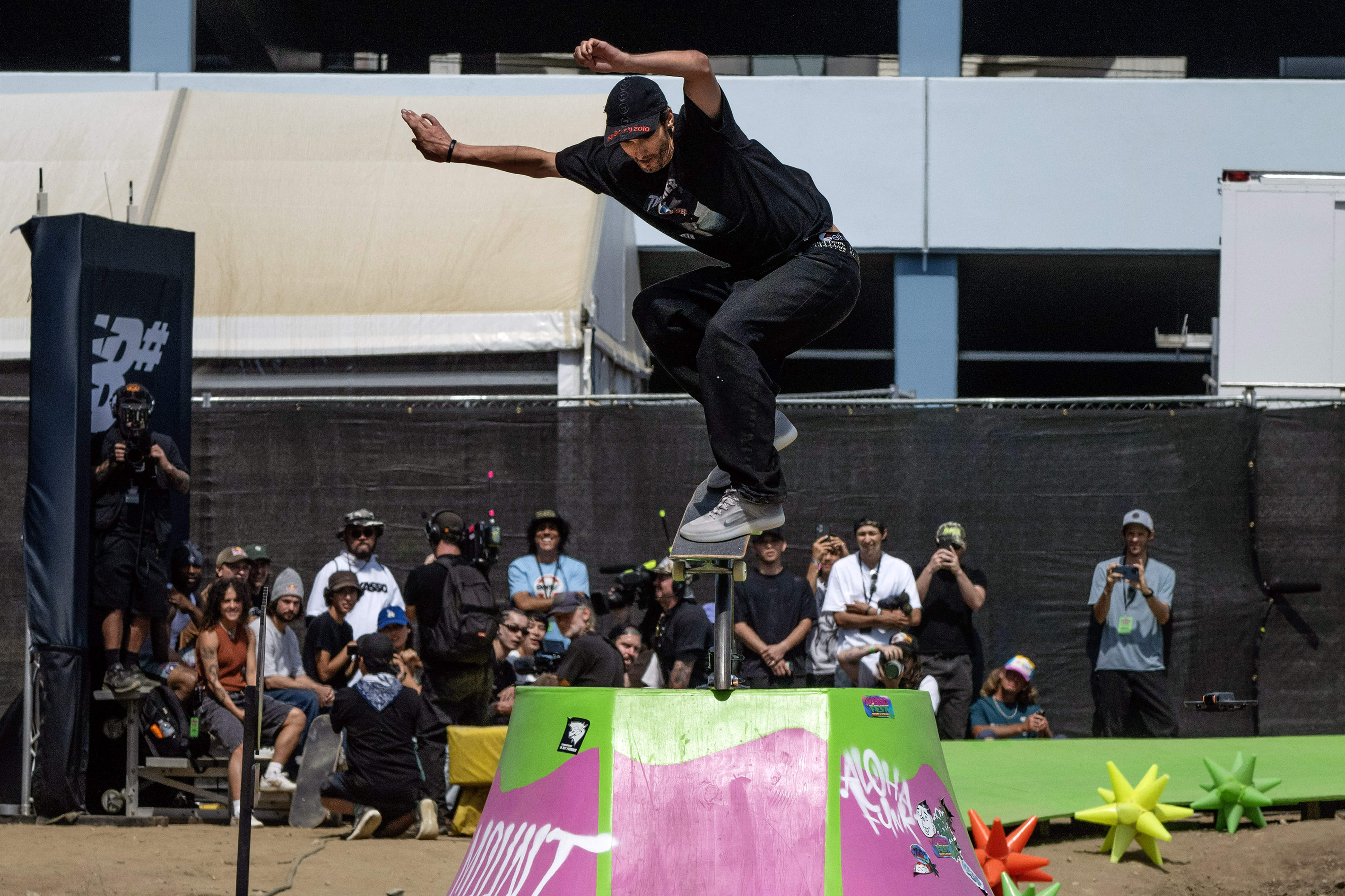 David Loy grinds a rainbow rail during the KASSO Fest...