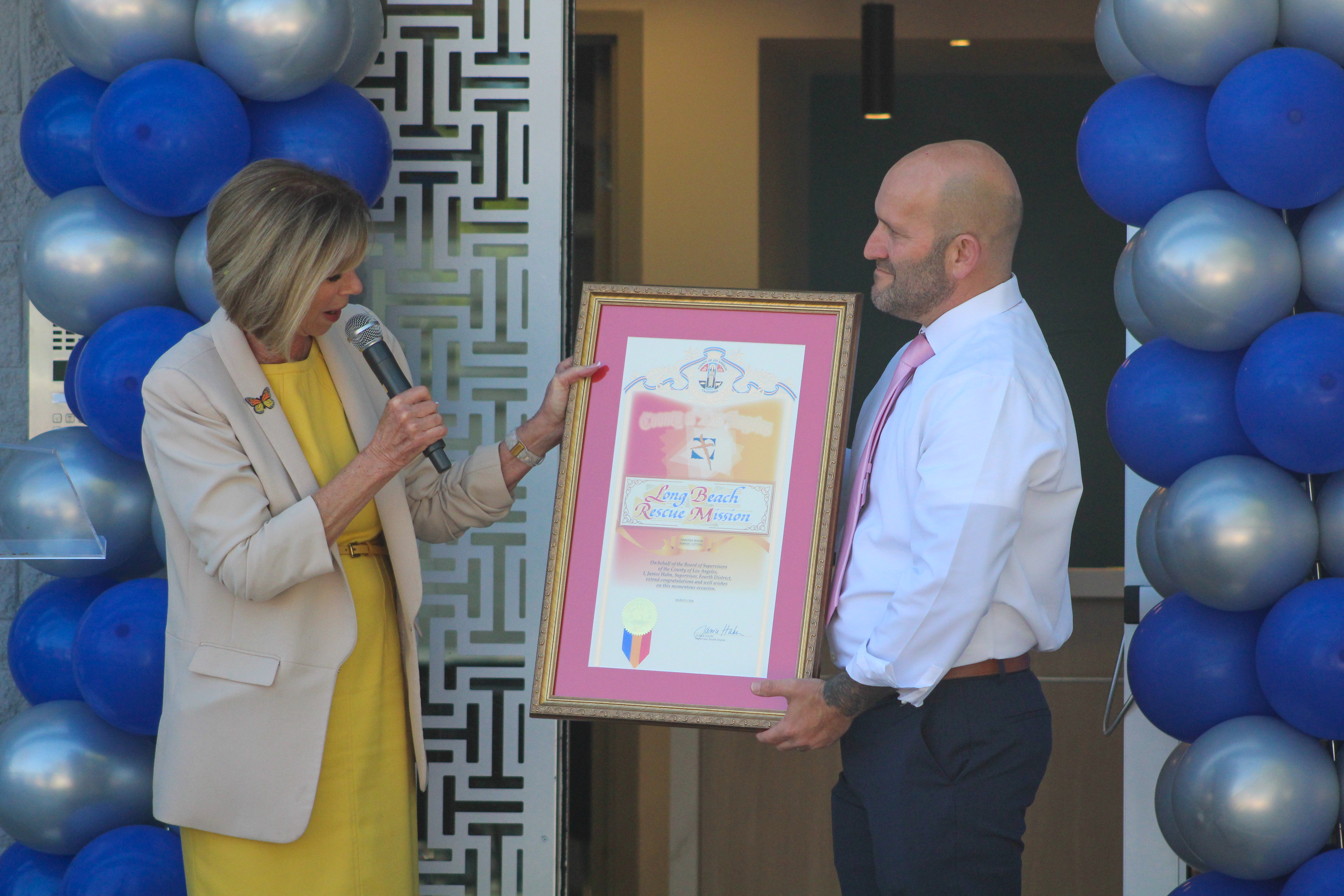 (L-R) LA County Supervisor Janice Hahn and LBRM President and...