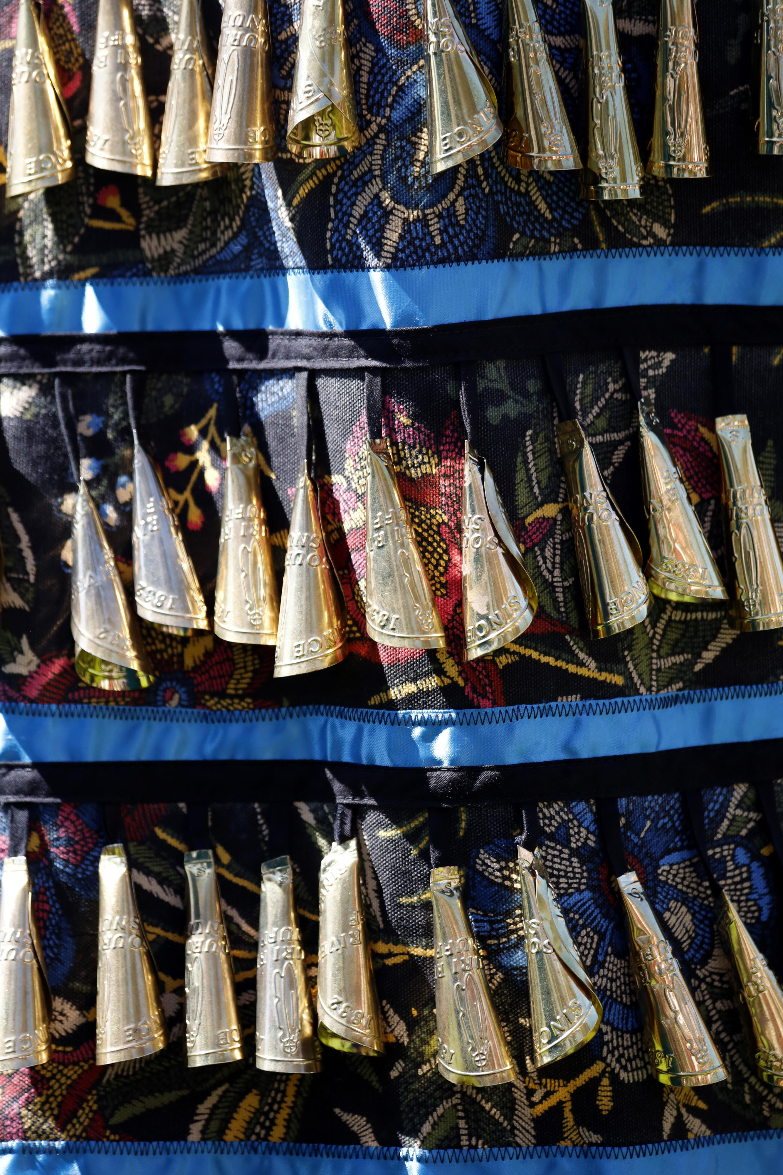 A close-up of bells on one of the Bell Dancers...