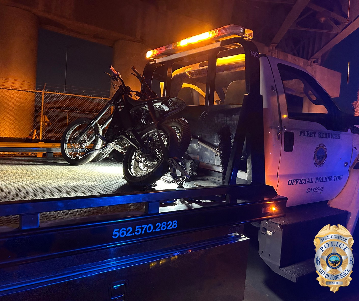 The Long Beach Police Department towed five illegal e-motos and...