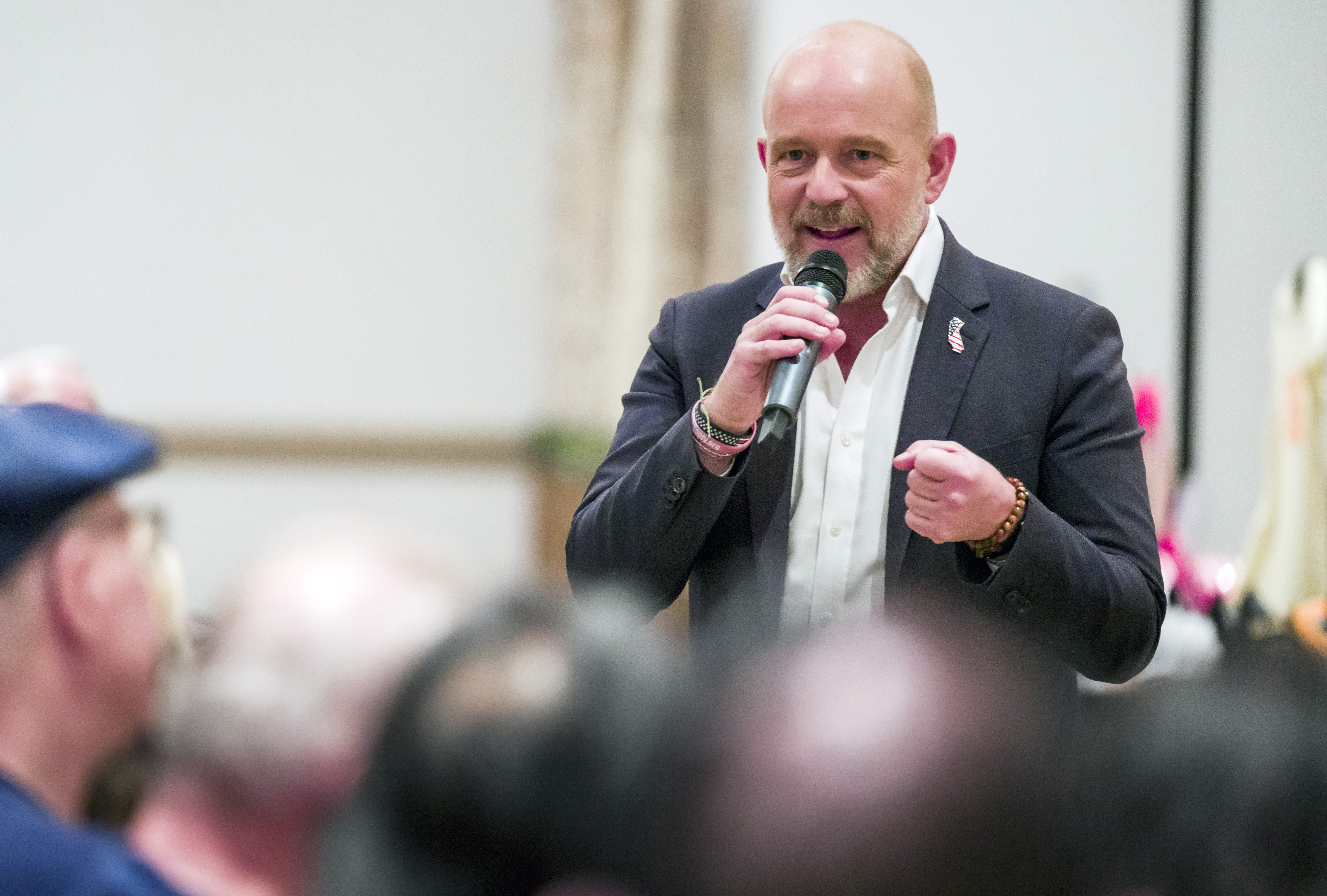 Steve Hilton, California gubernatorial candidate speaks during an affordability town...