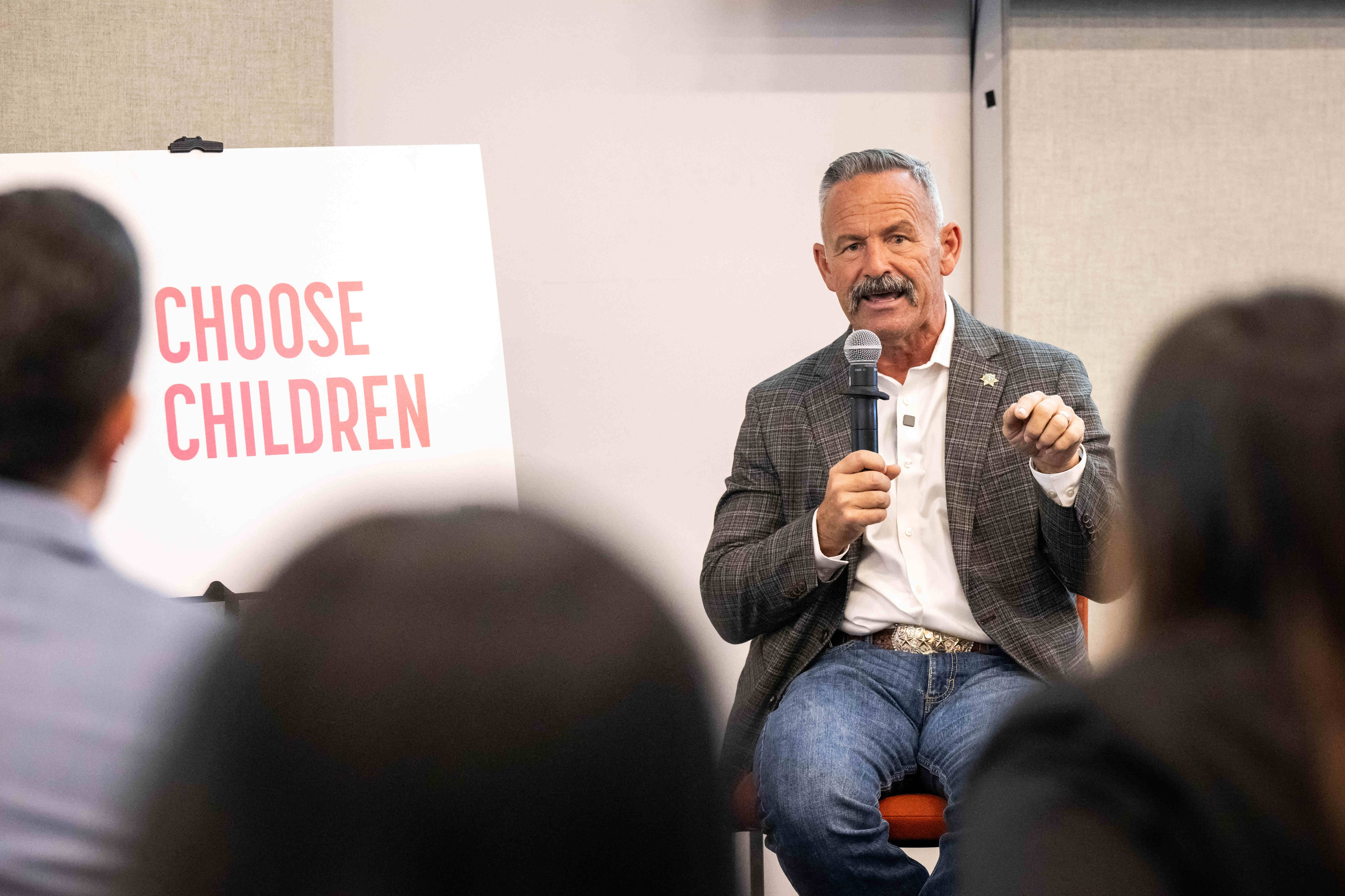 Riverside County Sheriff Chad Bianco, a Republican gubernatorial candidate, speaks...