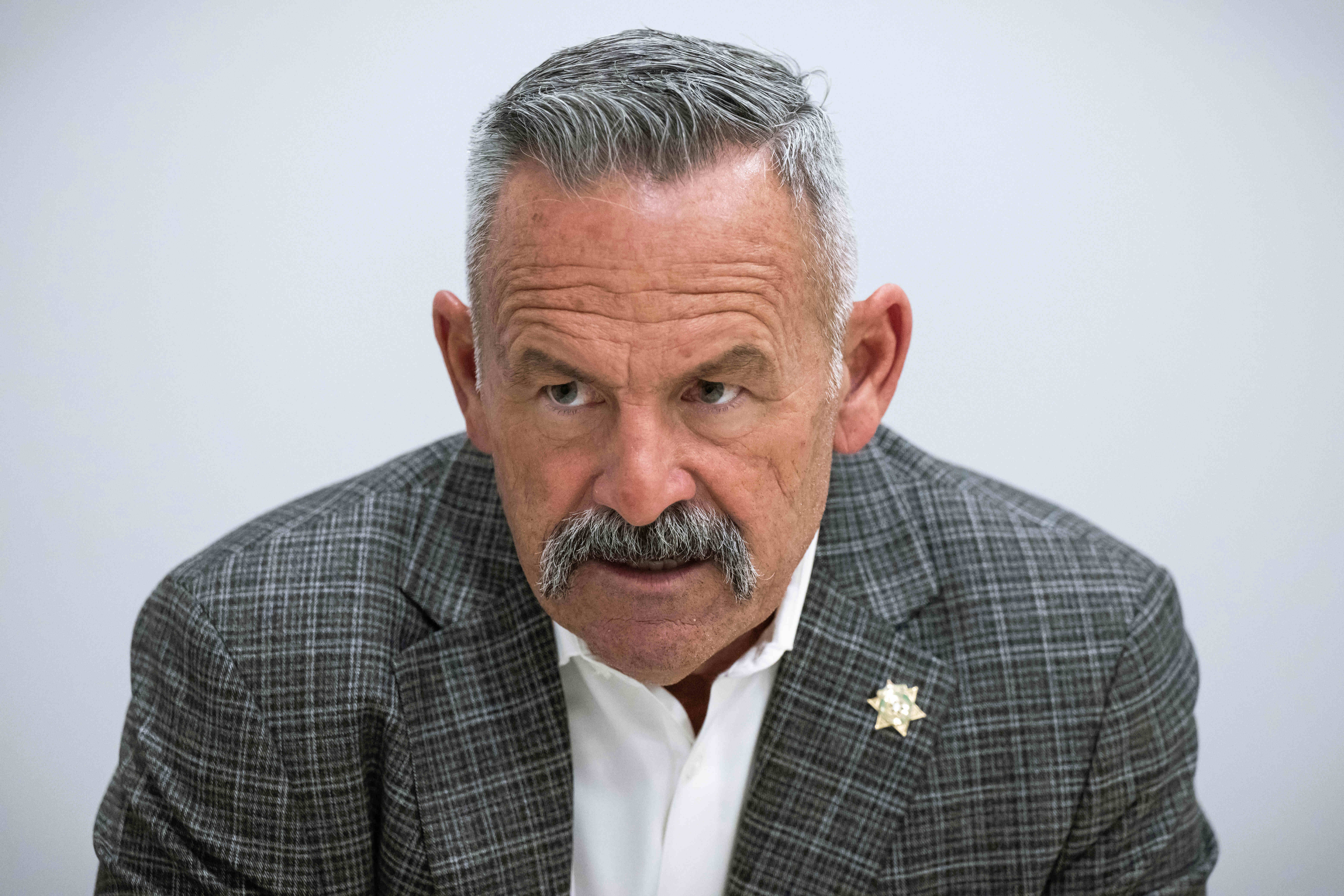 Riverside County Sheriff Chad Bianco, a Republican gubernatorial candidate, attends...