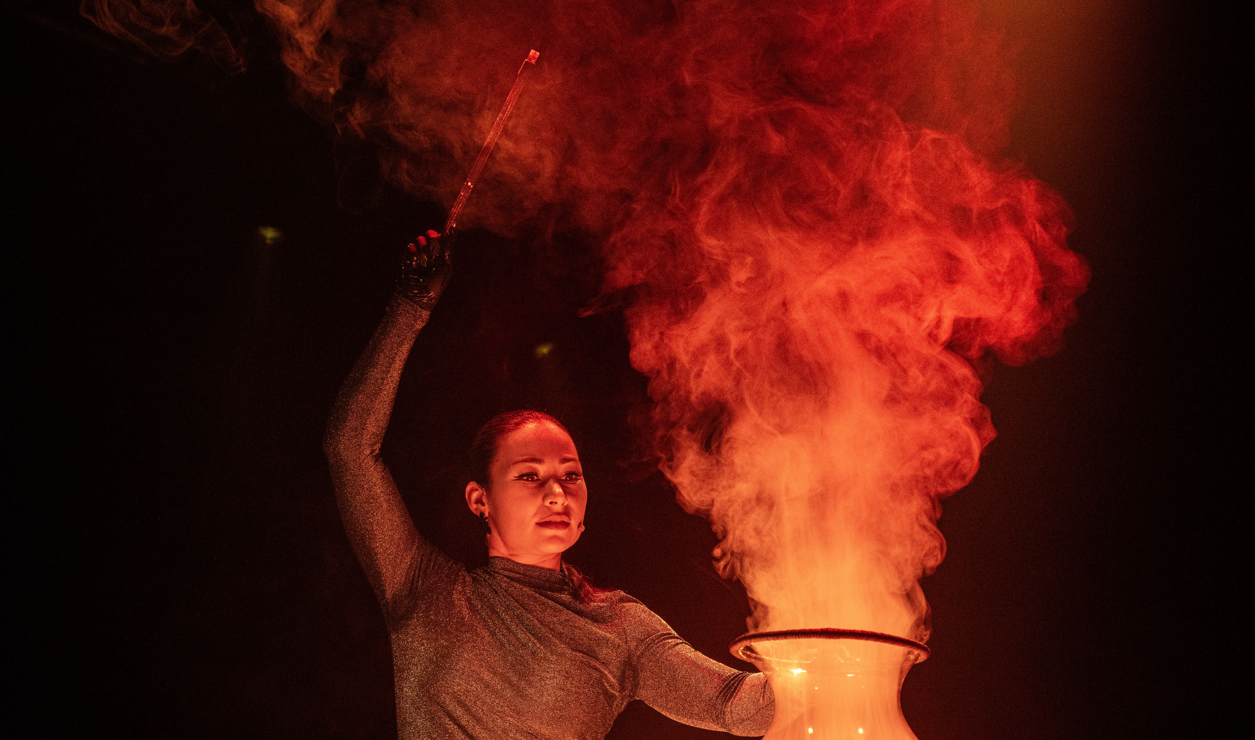 Melody Yangâcreates colorful, smokey bubbles during her Bubblefest show at...