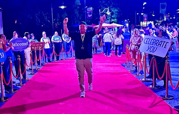 Disneyland employees arrived along a red carpet during the Celebrate You service celebration at Disney California Adventure. (Photo by Brady MacDonald, Orange County Register/SCNG)