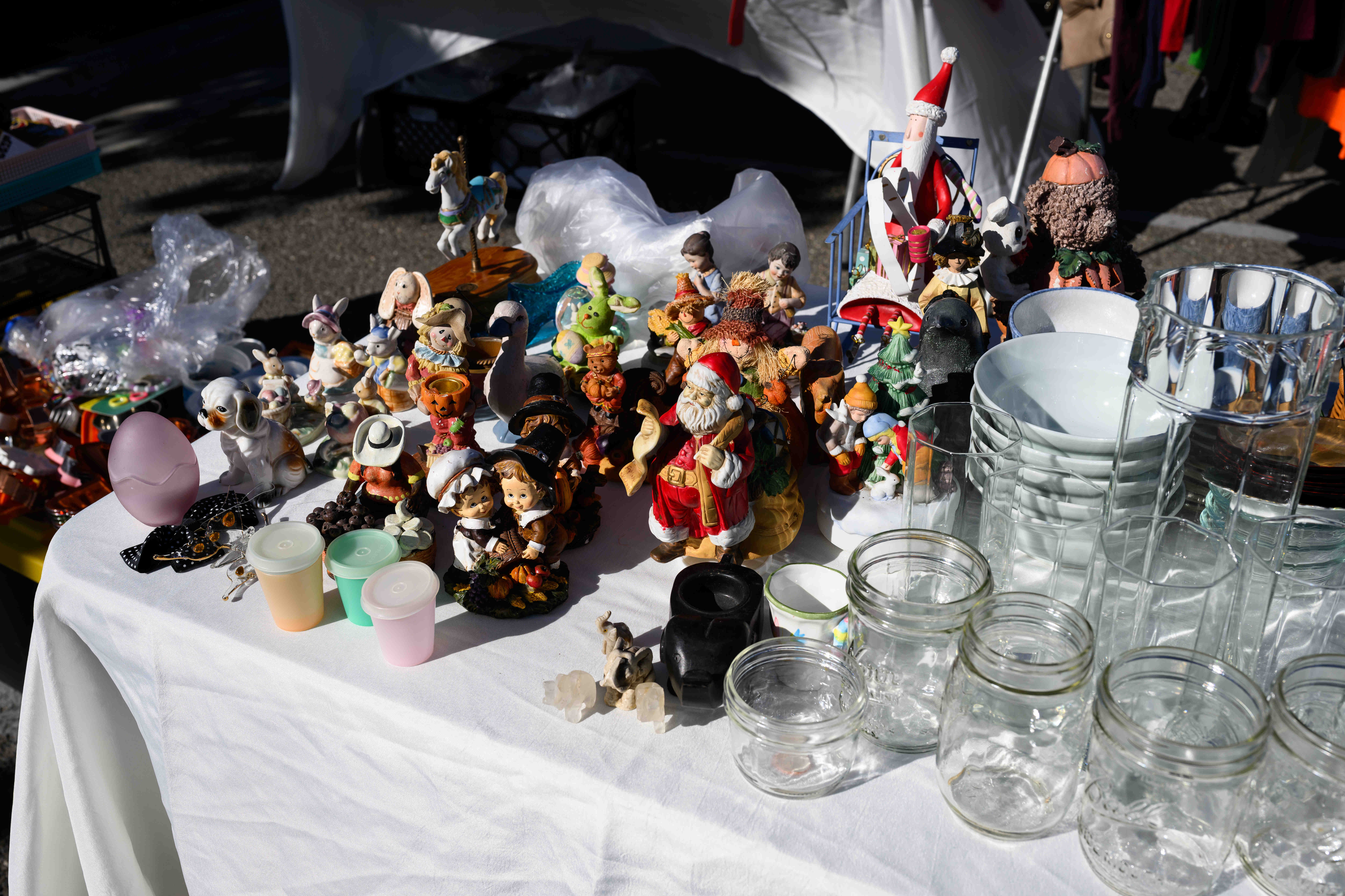 Figurines can be seen on display during a community yard...