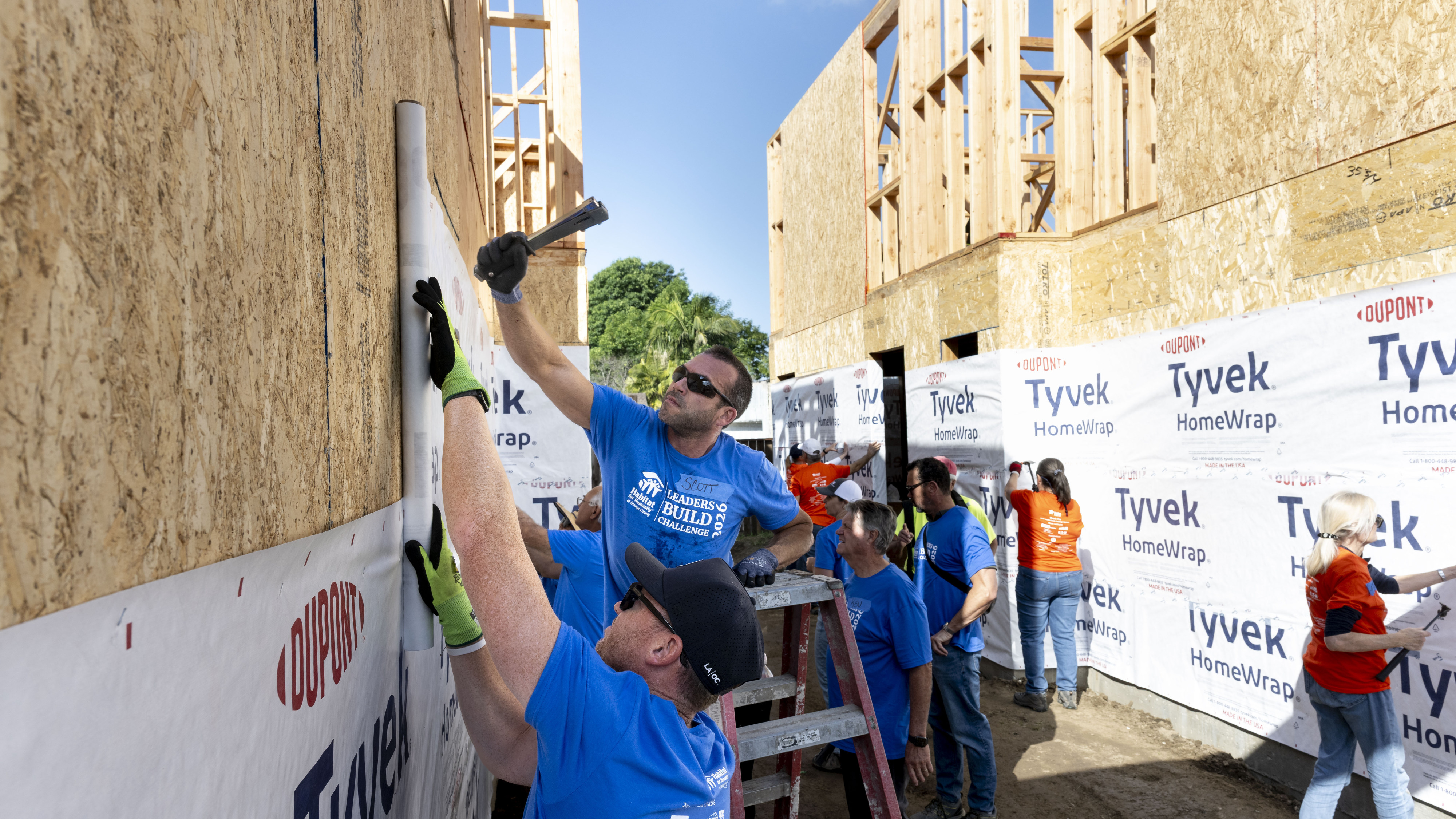 Scott Augustine (on ladder) and Scott Butcher with BNBuilders work...
