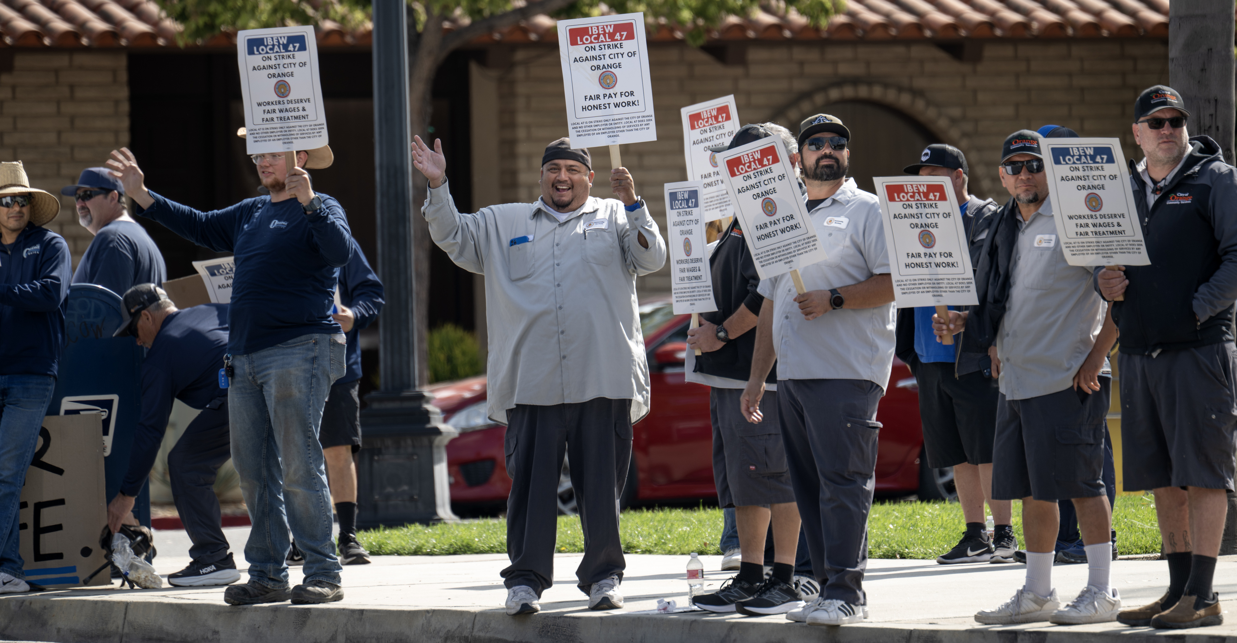 The International Brotherhood of Electrical Workers (IBEW) Local 47, picket...