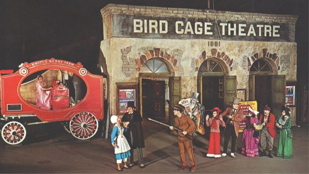The cast of "Our American Cousin" in the mid-1960s outside the Bird Cage Theatre at Knott's Berry Farm. (Courtesy of Knott's Berry Farm)