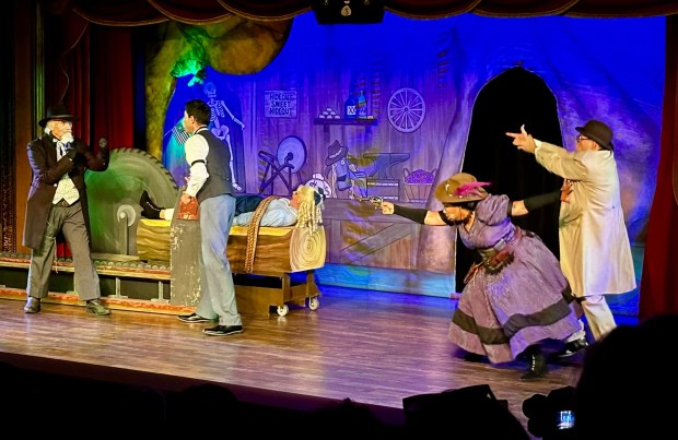 The cast of the "Great Bank Robbery" melodrama at the Bird Cage Theatre in Knott's Berry Farm. (Brady MacDonald/SCNG/Orange County Register)
