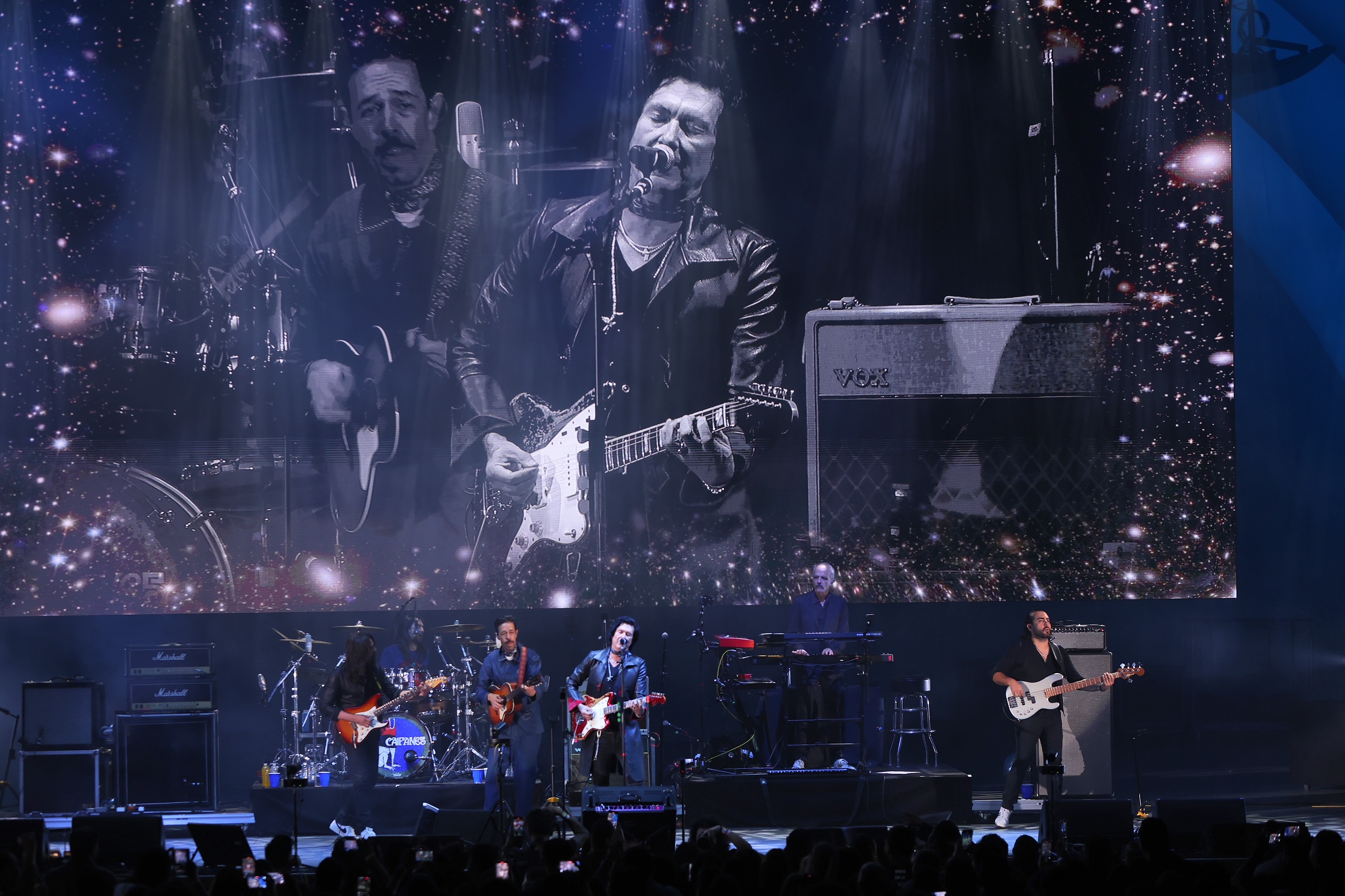 Mexican rock band Caifanes (pictured taking the stage at the...