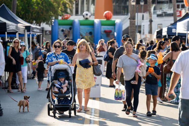Families attend the National Night Out with the Brea Police and Fire Departments in Brea Downtown in Brea on Tuesday, August 2, 2022. (Photo by Leonard Ortiz, Orange County Register/SCNG)