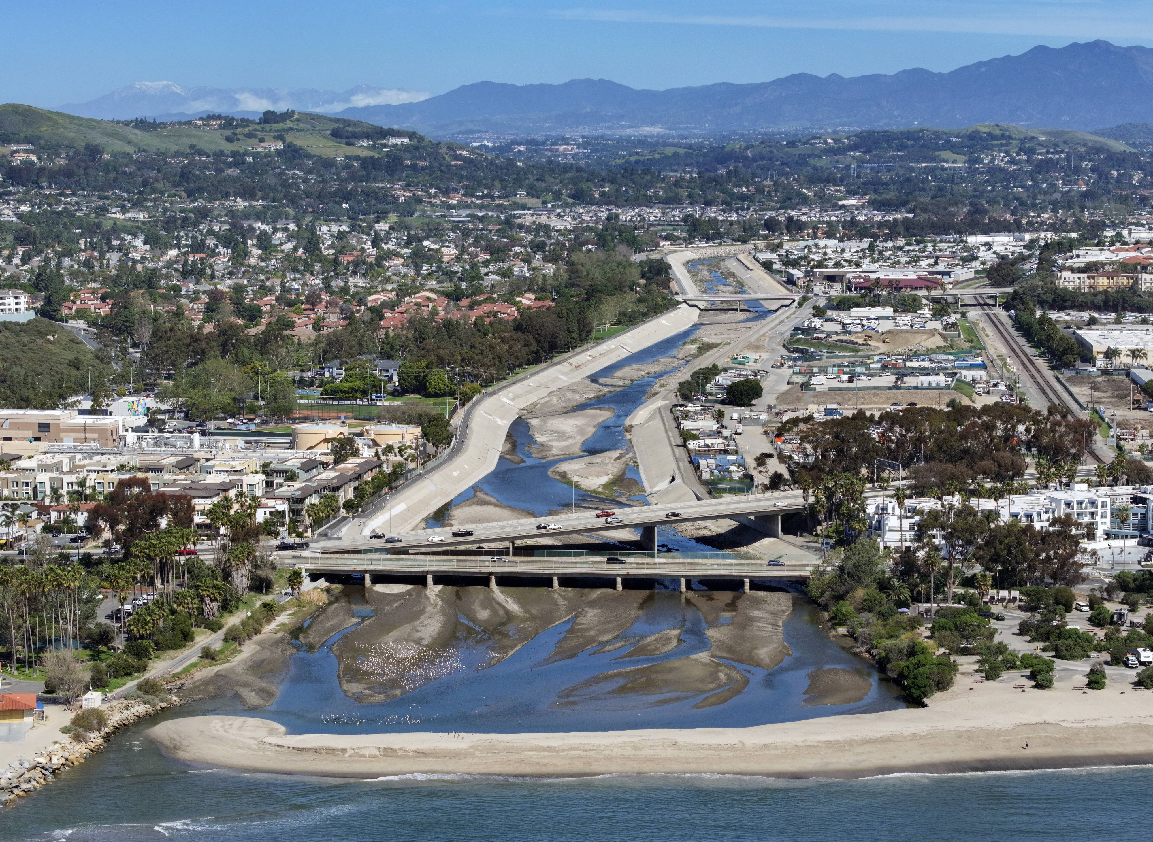 The mouth of San Juan Creek where it empties in...