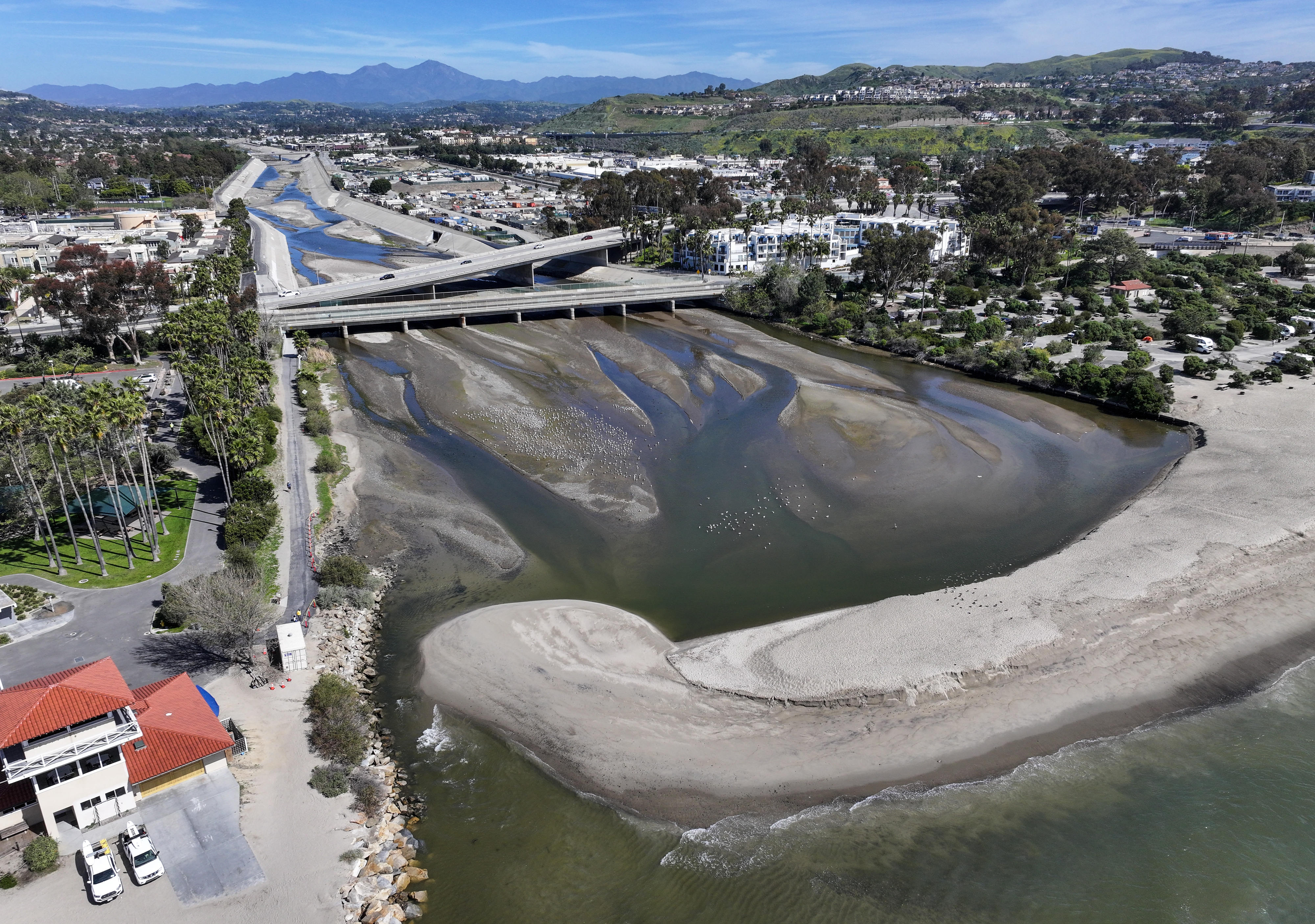 The mouth of San Juan Creek where it empties in...