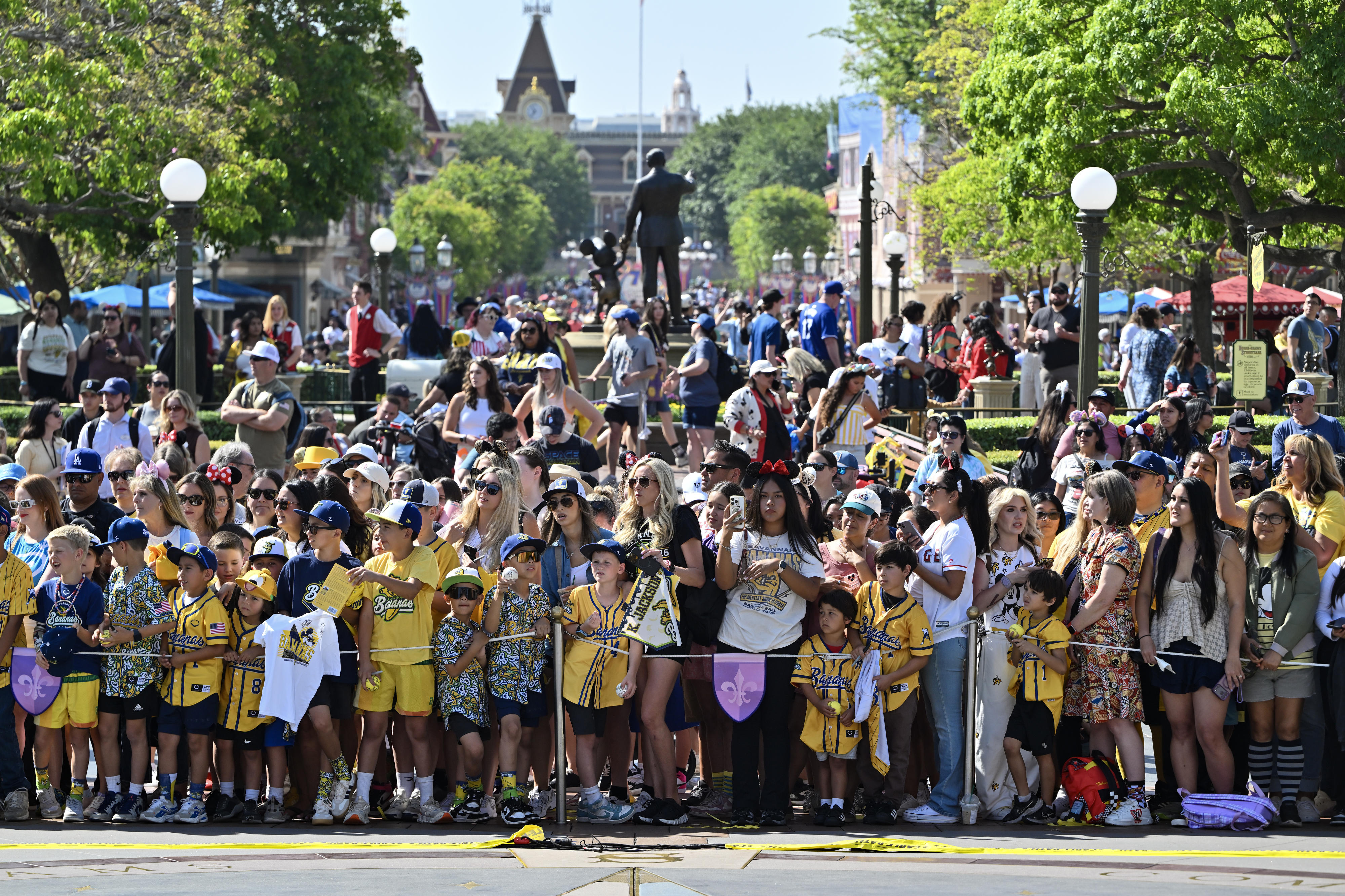 Fans wait for the Savannah Bananas in front of Sleeping...