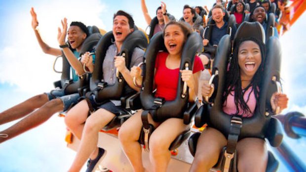 The Firebird floorless roller coaster at Six Flags America in Maryland. (Courtesy of Six Flags)