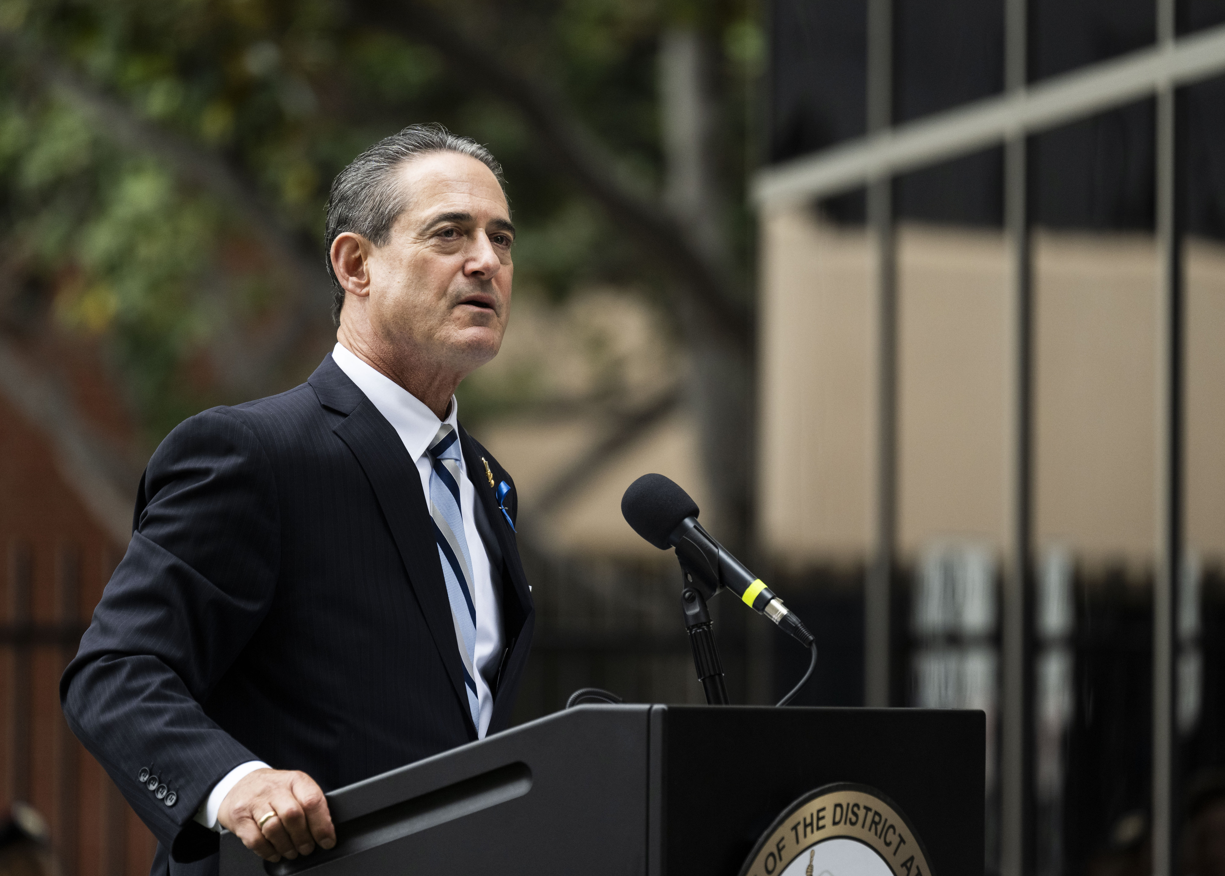 Orange County District Attorney Todd Spitzer speaks during the Crime...