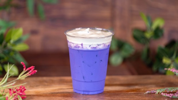 Ube Latte with Matcha Foam available at the Disney California Adventure Food & Wine Festival. (Courtesy of Disneyland)