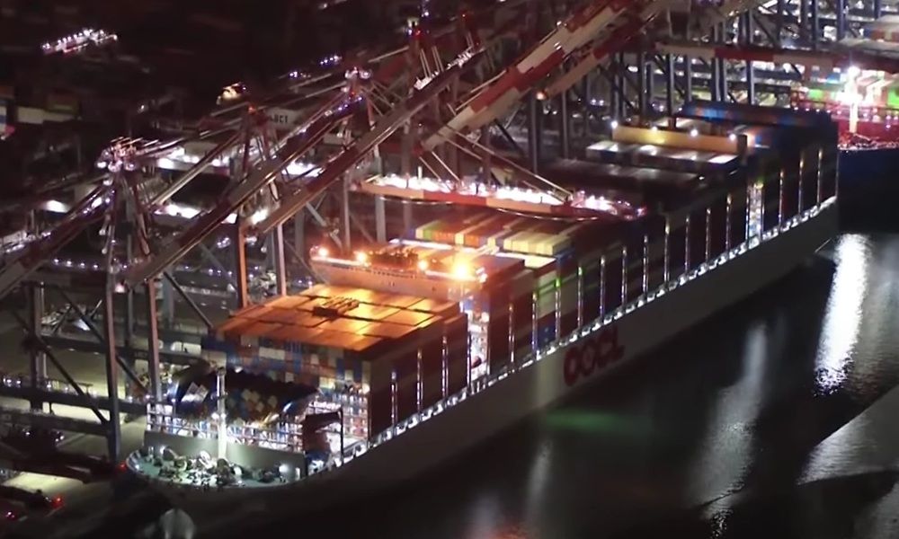 OOCL Sunflower docks in Long Beach after Pacific box losses