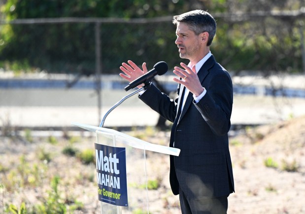 San José Mayor Matt Mahan is running for governor to address the biggest crisis Californians face - affordability. He spoke at a burn site in Altadena on Thursday, March 5, 2026, to unveil a statewide housing plan aimed at accelerating production and reducing barriers that delay new construction of homes across California. (Photo by Dean Musgrove, Los Angeles Daily News/SCNG)