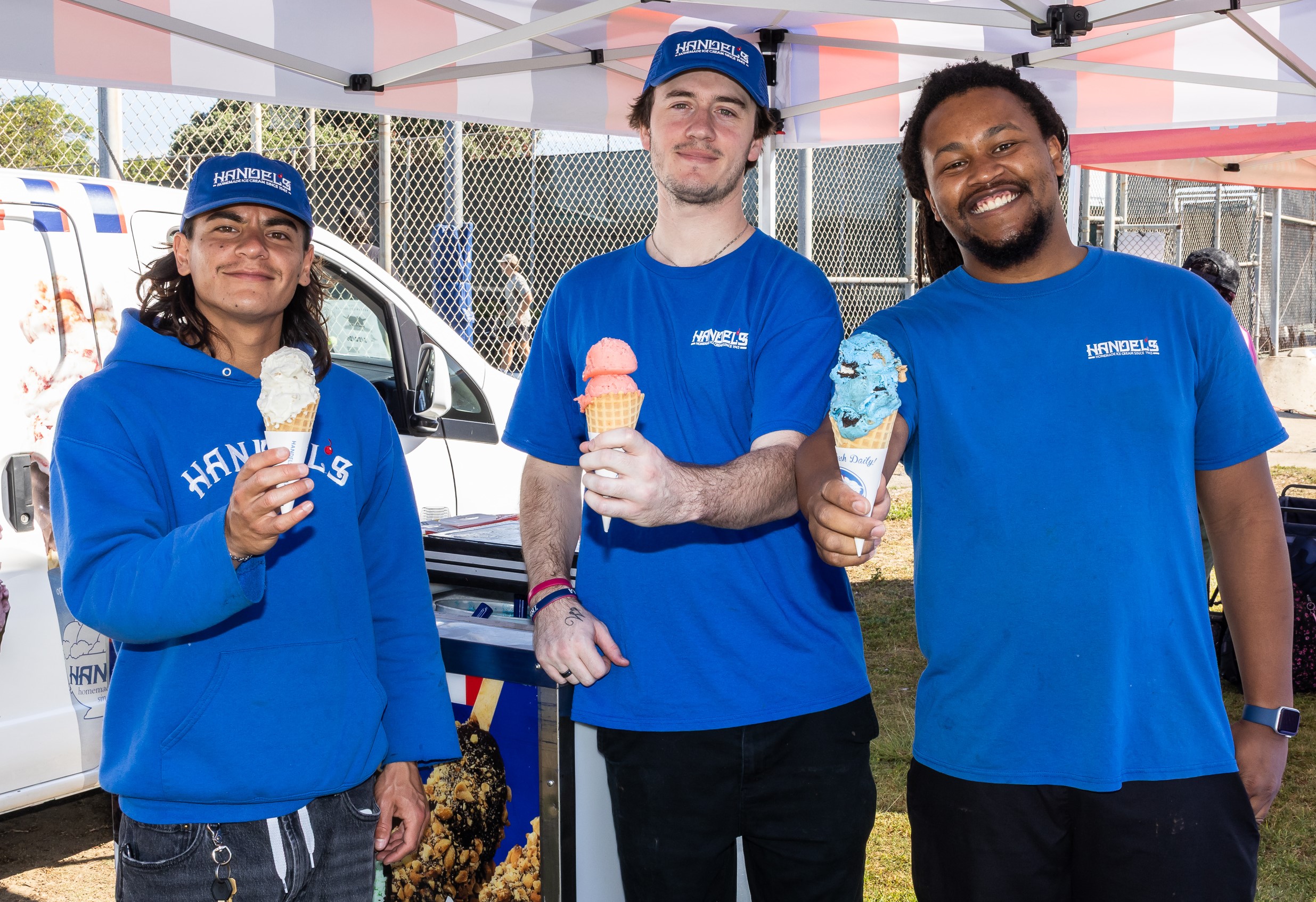 Ryan Aleman, Kaden Wheat and Isaiah Mitchell served Handel’s ice...