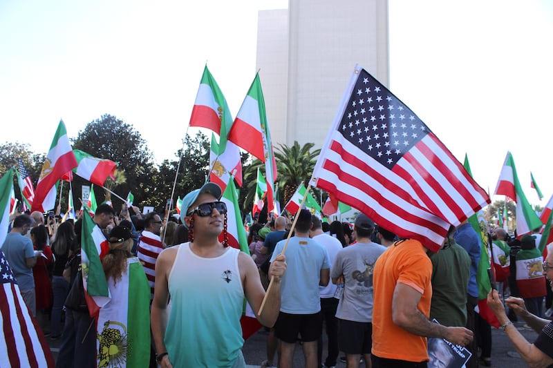 After hearing that Iran’s supreme leader had been killed in a joint U.S.-Israeli attack, local resident Benjamin Basire called Saturday “a day that I’m proud to be Iranian, American and Jewish.” (Photo by Charlotte Calmès)