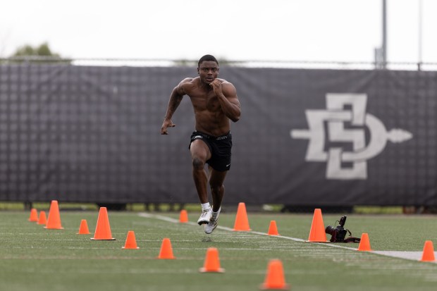 San Diego State cornerback Bryce Phillips had an impressive 4.56 in the 40. (Justin Truong / SDSU Athletics)