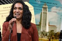 LA city councilmember Nithya Raman and 200 North Spring Street