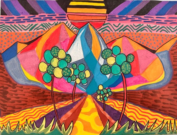 Olive Peirce Middle School seventh-grader Thomas Martin created a vibrant scene of the Cleveland National Forest for his winning Ramona H.E.A.R.T. Mural Project contest entry. (Courtesy Thomas Martin)