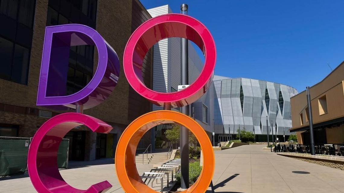 A sign for Downtown Commons, also known as DoCo, stands near K and Seventh streets in Sacramento on Saturday, Aug. 26, 2017.