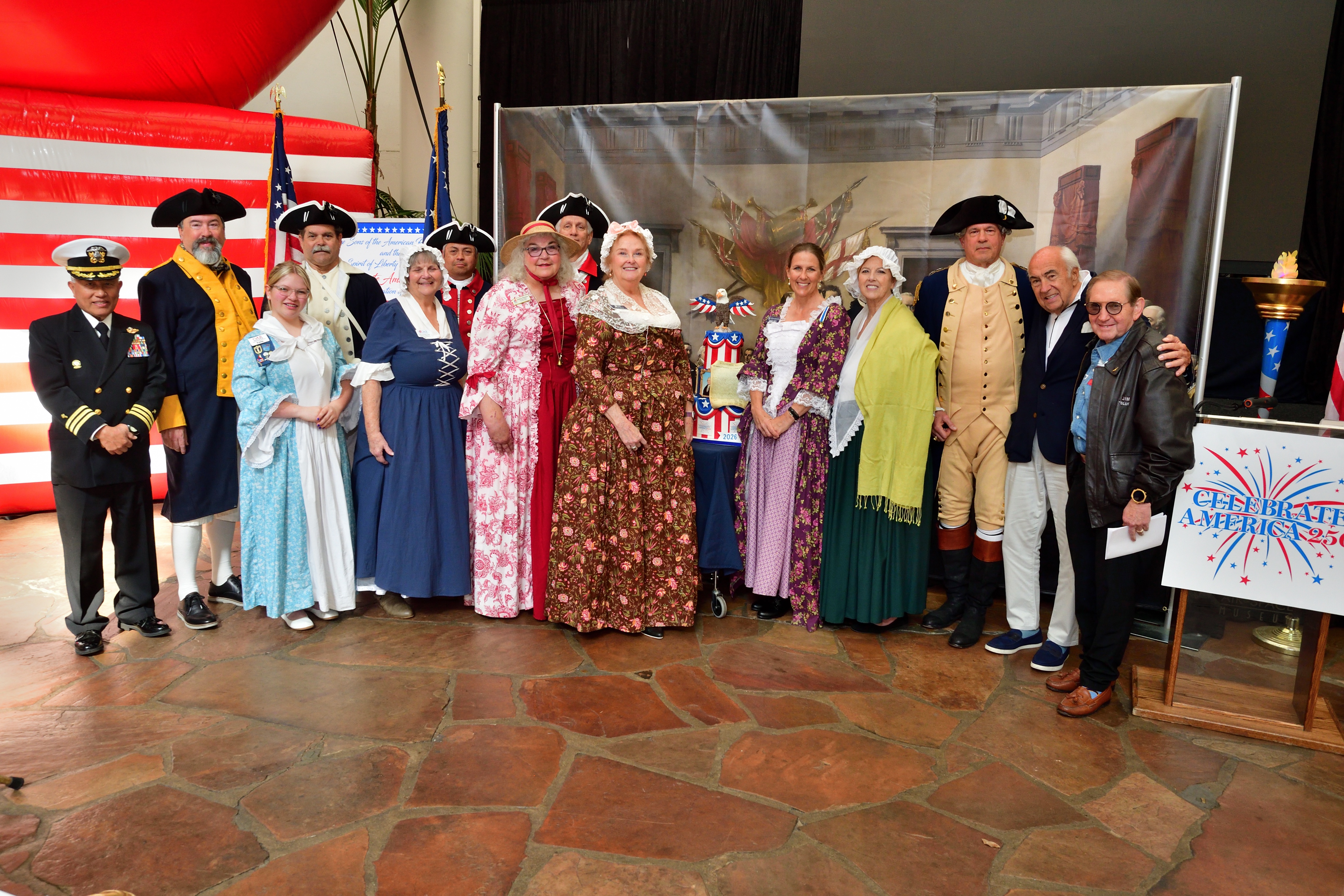 (L-R) Chaplain Don Biadog, members of the Sons and Daughters...