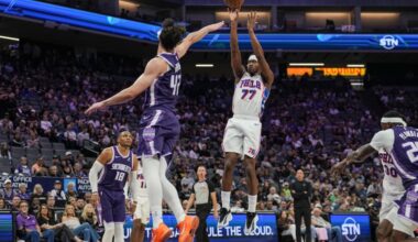 Sixers guard VJ Edgecombe (right) scored a career-high 38 points against the Kings.