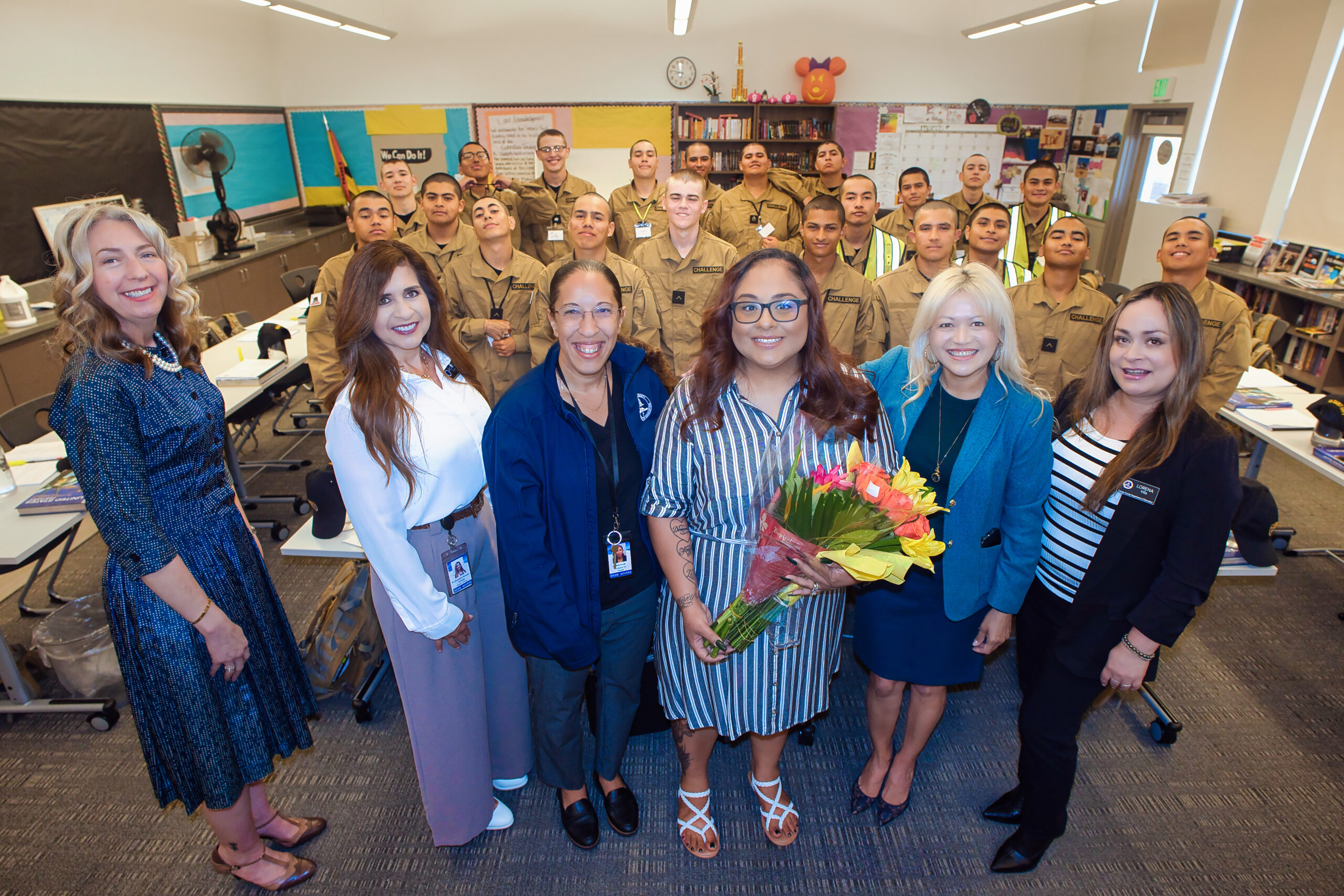 Raelene Velasquez, paraeducator at Sunburst Youth Academy in OCDE ACCESS, is recognized by academy staff after being named the 2026 Orange County Classified School Employee of the Year in Paraprofessional Services.