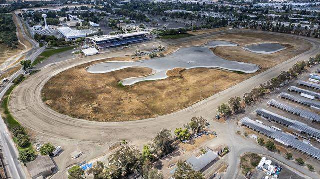 The Cal Expo horse track, photographed on Aug. 26, 2025, sits idle after an announcement about three months before that the 170-year tradition of horse racing at the State Fair would end.