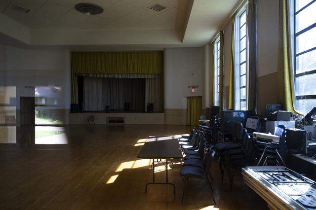 The auditorium at A. Warren McClaskey Adult Center in East Sacramento earlier this month. The building, which is currently home to an adult education center, was once an elementary school.