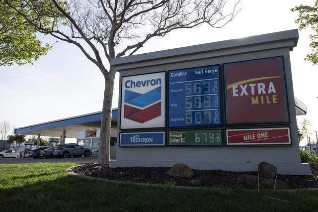 Gas prices rise above $5 per gallon at gas stations at the intersection of Auburn Boulevard and Greenback Lane in Citrus Heights on Tuesday, March 10, 2026.