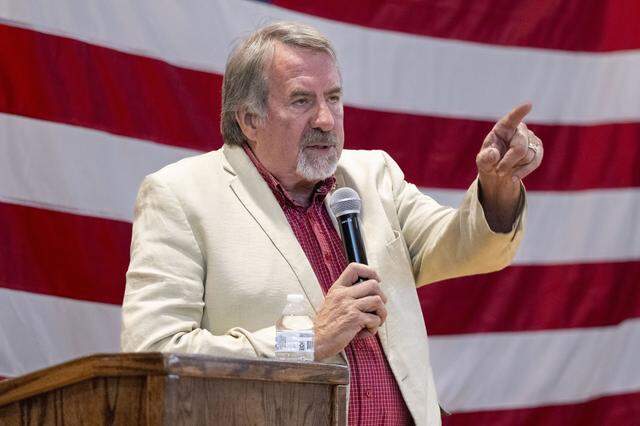 Rep. Doug LaMalfa, R-Chico, answers a question during a town hall meeting in Chico on Aug. 5, 2025. He died in January.