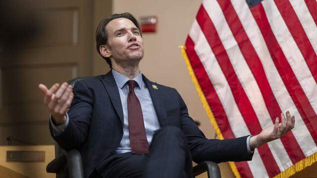 Rep. Kevin Kiley, R-Rocklin, speaks during a Sacramento Bee subscriber-only town hall meeting at the historic Loomis Train Depot in Placer County on Tuesday, Feb. 17, 2026.