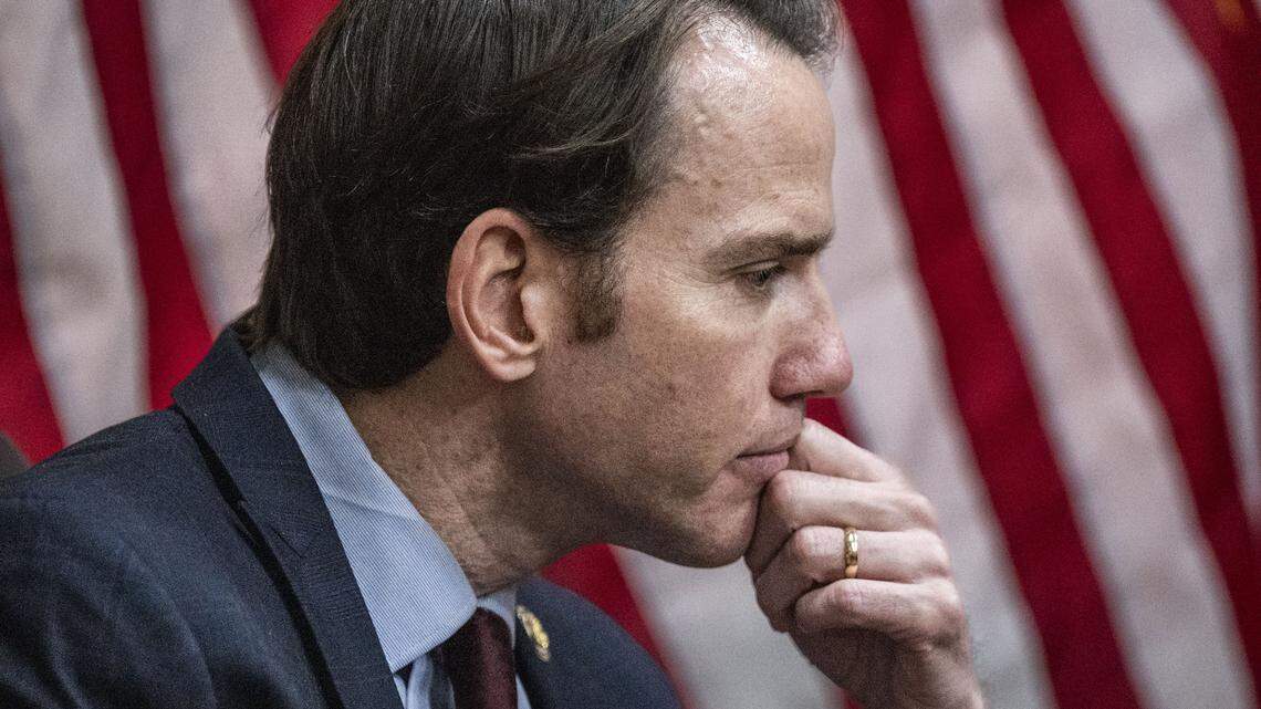 Rep. Kevin Kiley, R-Roseville, speaks during a Sacramento Bee subscriber only town hall meeting at the historic Loomis Train Depot in Placer County on Tuesday, Feb. 17, 2026.