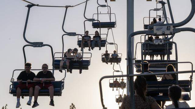 Visitors take the Sky Ride at the California State Fair at Cal Expo on Wednesday, July 16, 2025. The fair announced Babyface and KC and the Sunshine Band will perform in the Toyota Concert Series this year.