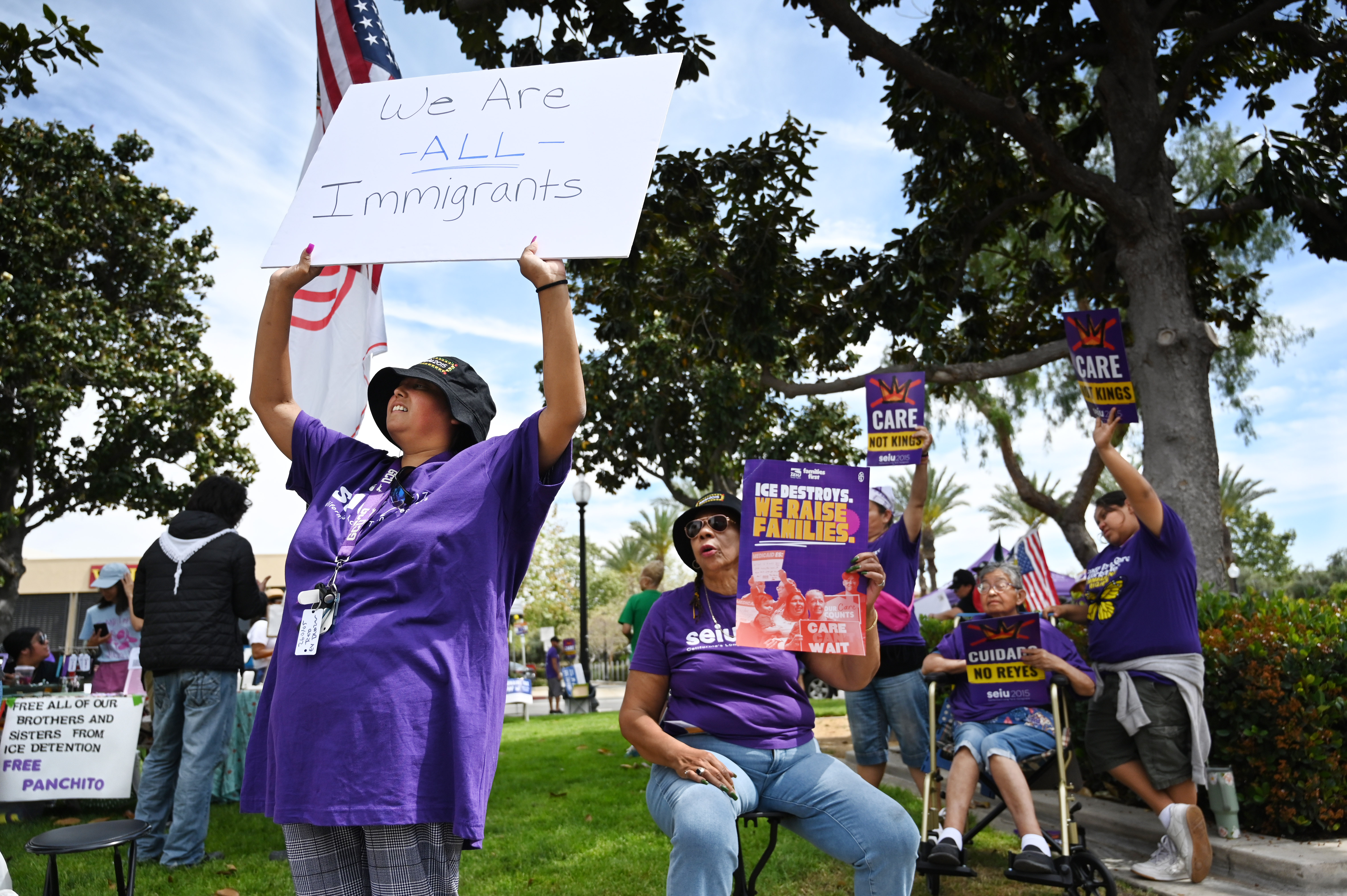 Members of California’s Long Term Caregivers attend the No Kings...