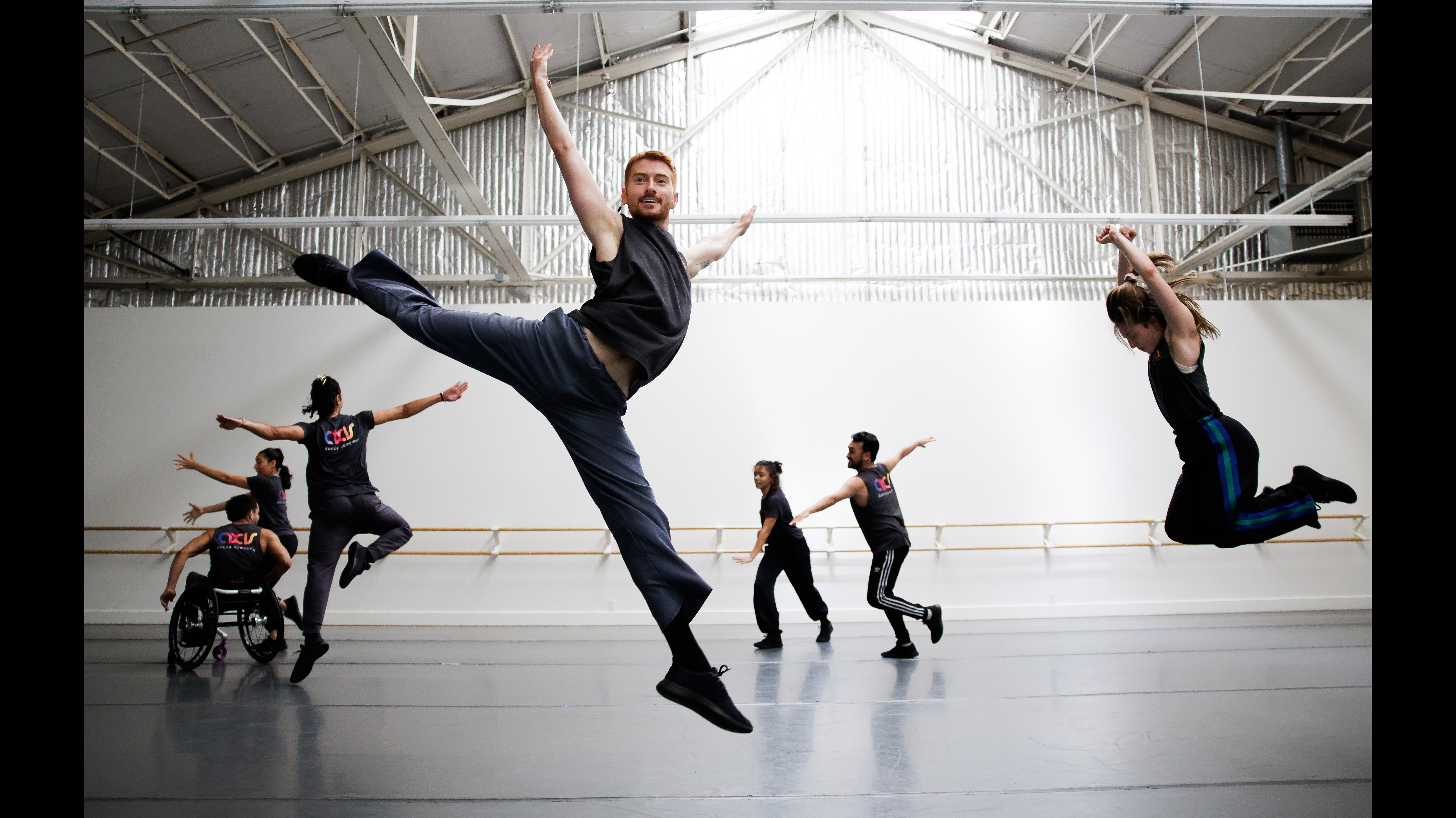 AXIS Dance Company dancers practice their performance for the opening...