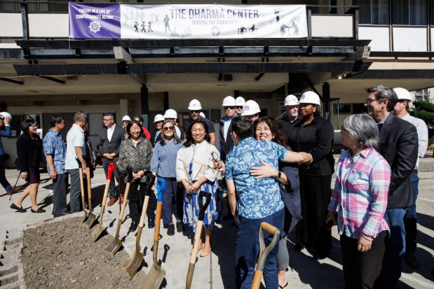 Attendees gather for a group photo during a groundbreaking ceremony for the $15 million Dharma Center on Thursday, March 12, 2026, in San Jose's Japantown. The center will house a preschool, Sunday religious classes, a Japanese language school, and other San Jose Buddhist Church Betsuin and community activities. (Dai Sugano/Bay Area News Group)