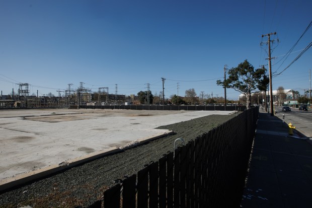 An empty lot seen on March 4, 2026 on South Montgomery Street owned by Google was envisioned in its master plan as multi-story office space part of a new mega campus. (Dai Sugano/Bay Area News Group)