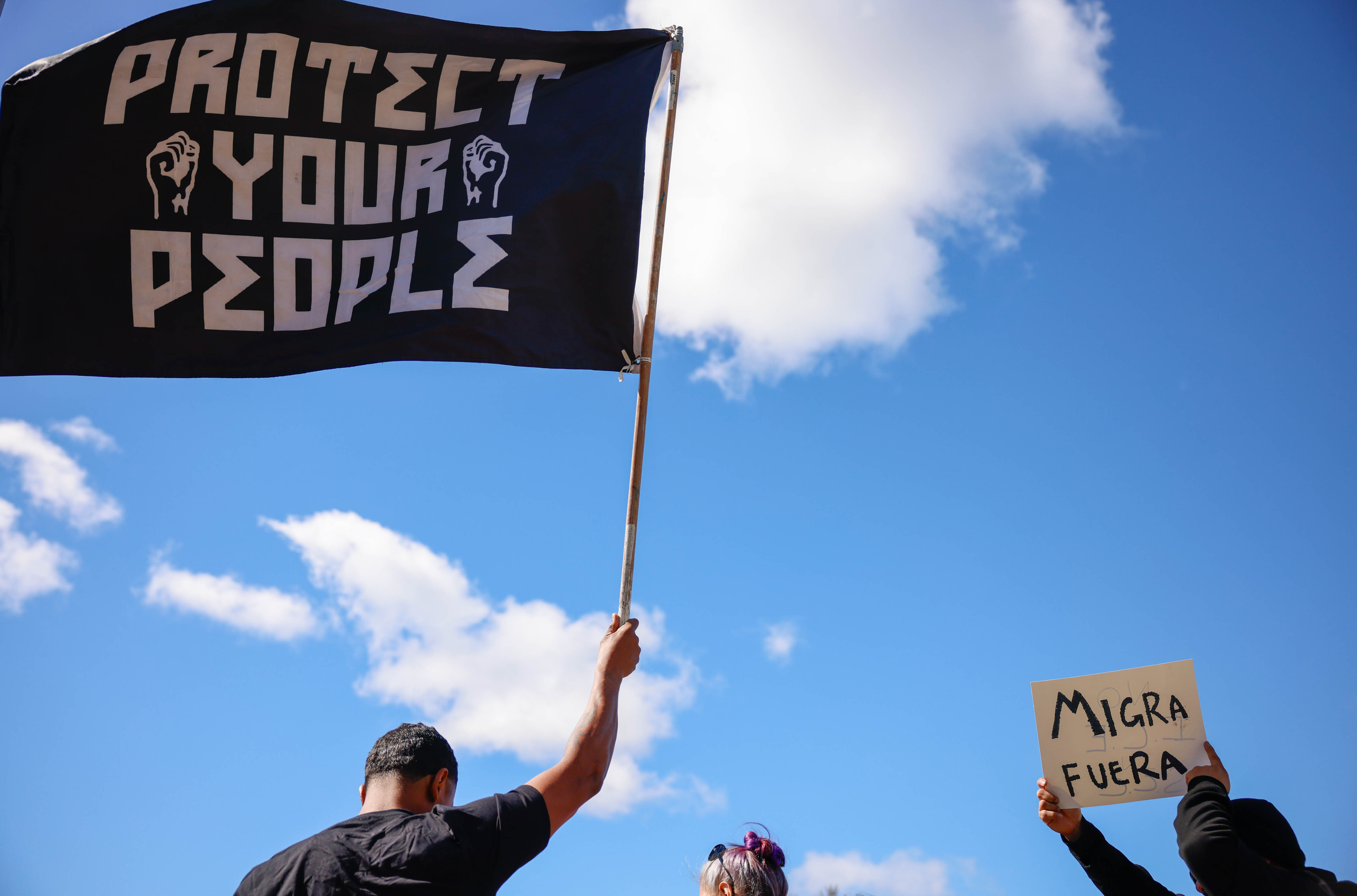 People gather to protest ICE at Elmwood Jail in Milpitas,...