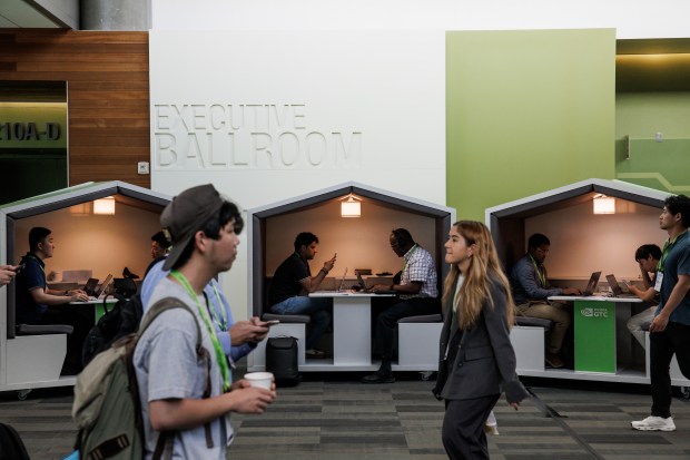 People attend the Nvidia GTC 2026 conference at the San Jose McEnery Convention Center in San Jose, Calif., on Thursday, March 19, 2026. (Dai Sugano/Bay Area News Group)