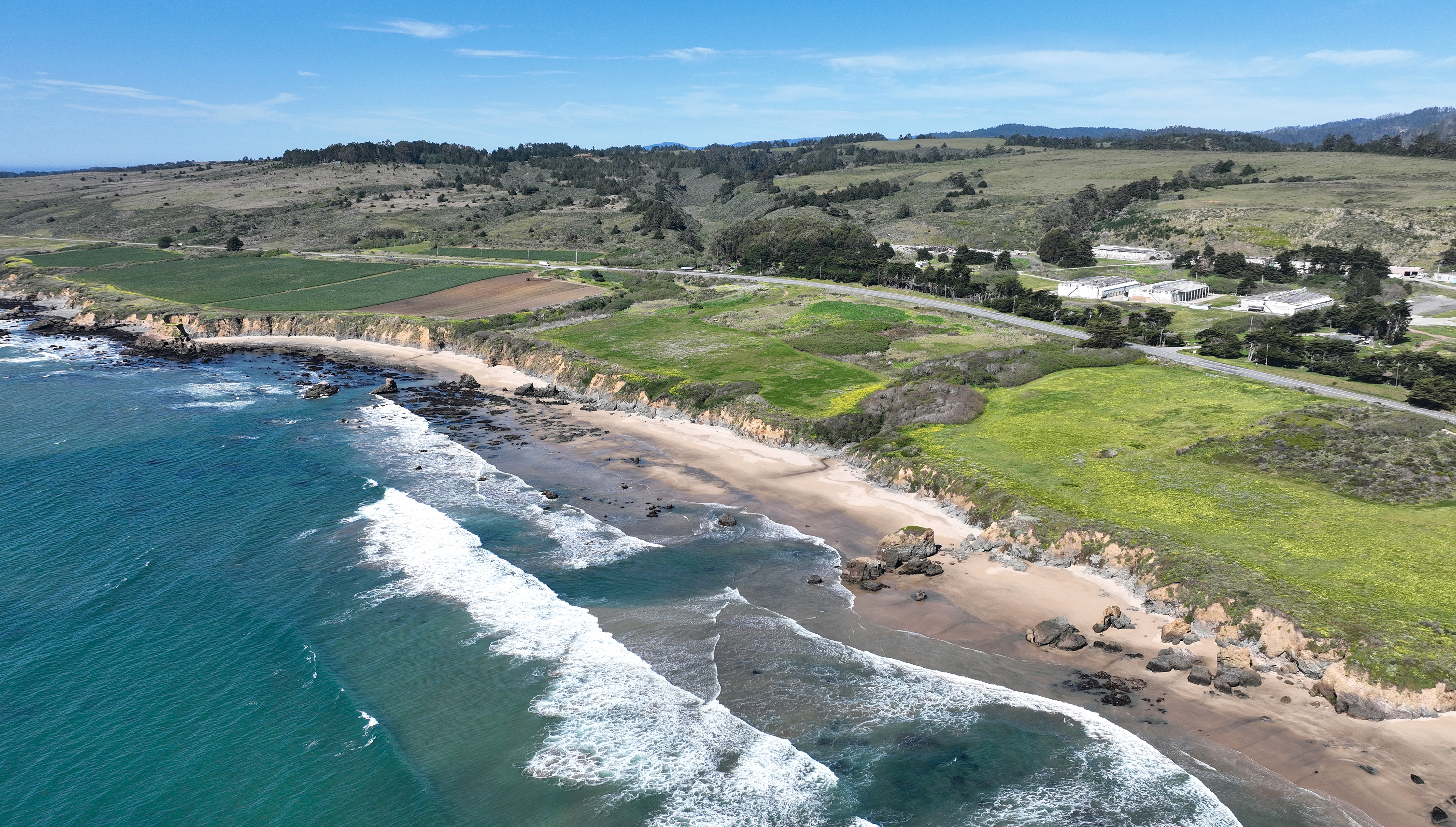 A drone view of the 132 acres of oceanfront coastal...