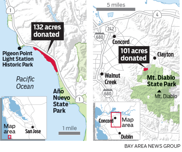 Map of latest donated land to state parks 
