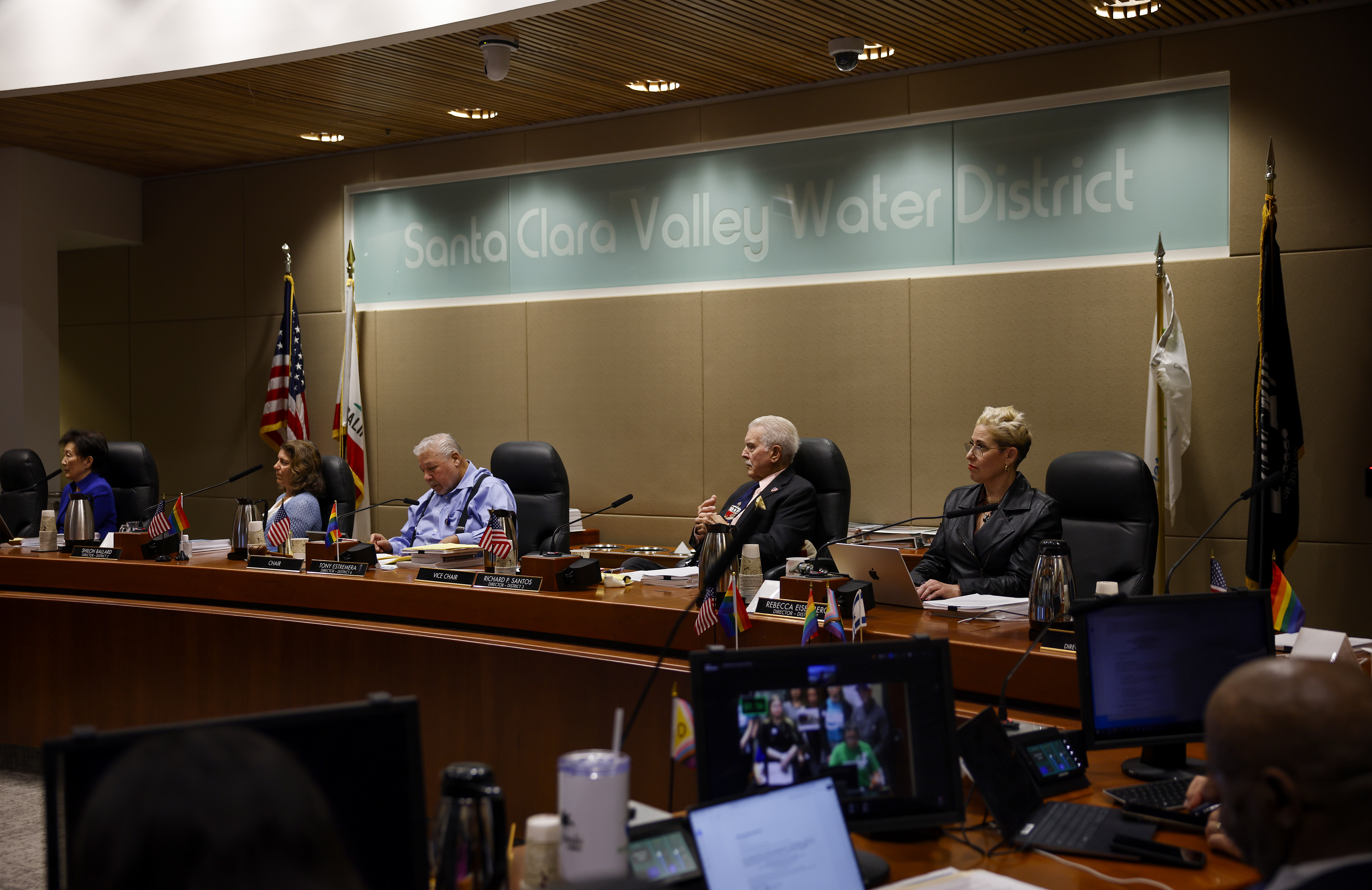 The Santa Clara Valley Water District board listen to public...